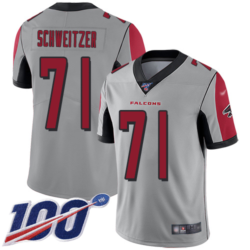 Atlanta Falcons Limited Silver Men Wes Schweitzer Jersey NFL Football #71 100th Season Inverted Legend